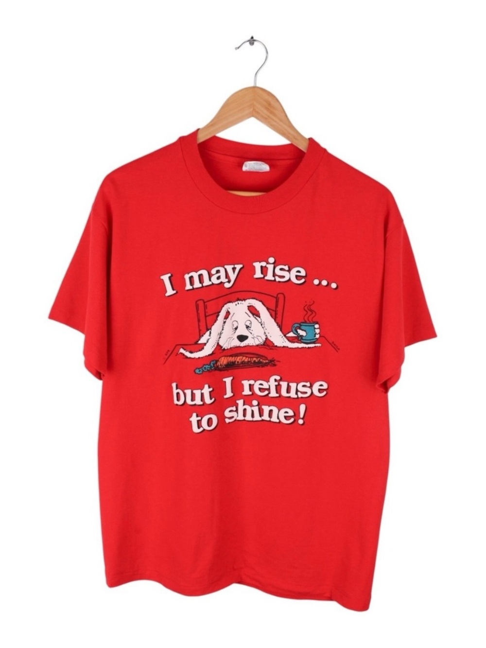 Vintage Funny Bunny Rabbit Quote T-Shirt 90s Red Size Large Hanes Heavyweight